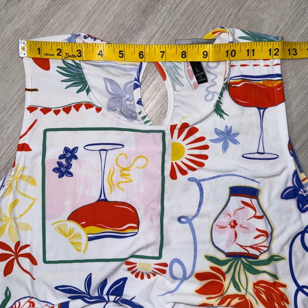 Allison Brittney Womens Tropical Italia Limoncello Print Trapeze Dress Large - Picture 8 of 10